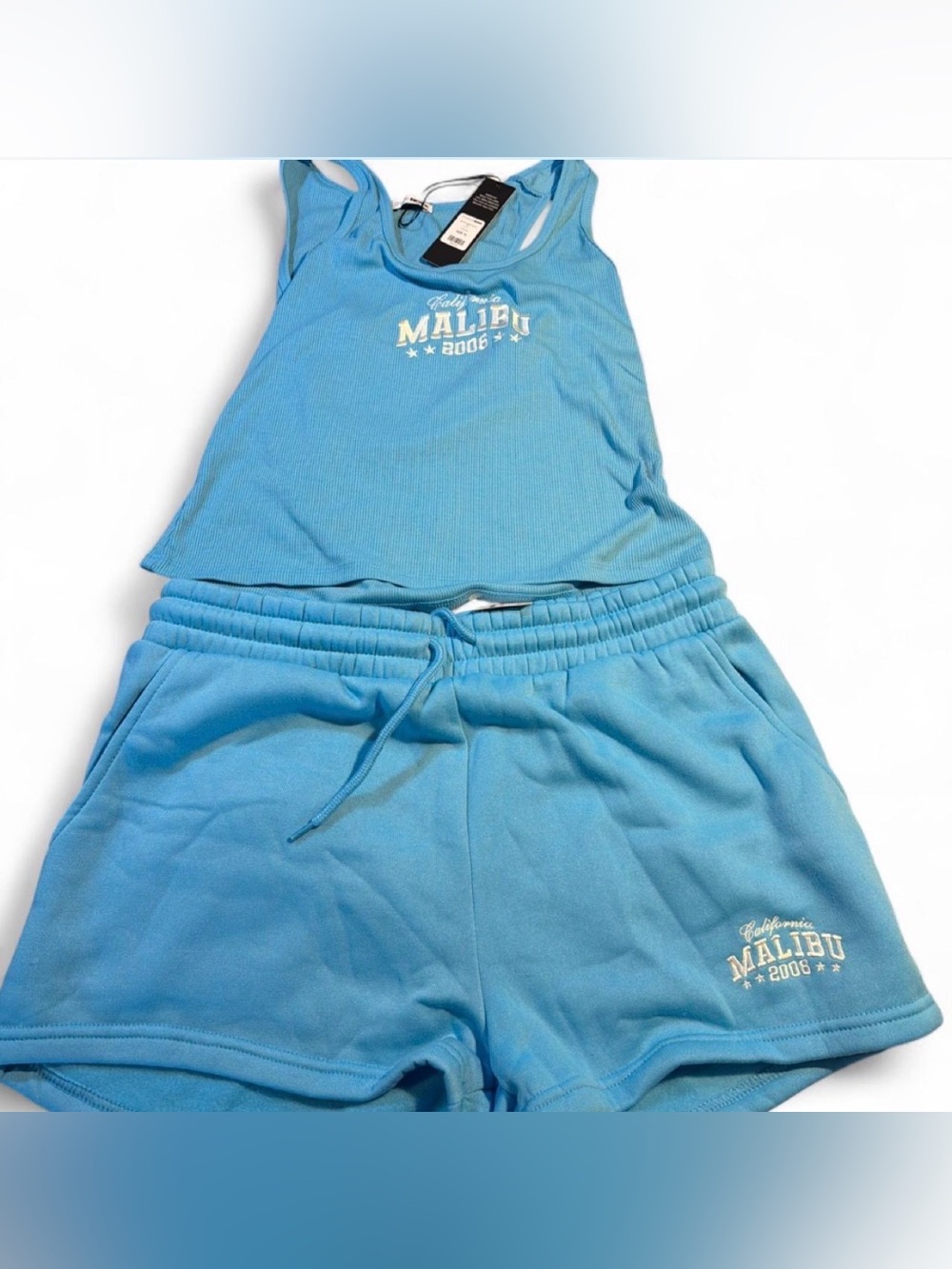 Fashion Nova Blue Malibu Tank Top & Shorts Set